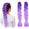 FOSDICK 2 Pezzi Trecces Viola Parrucca Donna, Parrucca Cosplay Anime Treccia Viola Sfumato, 24 Braiding Hair Extension Capelli Treccine, Parrucche Treccia Finta per Festa Halloween Costume Quotidiano