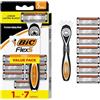 BIC Flex 5 Rasoi ibridi usa e getta per uomo, rasoio per pelli sensibili per una rasatura liscia e precisa, 1 manico e 7 cartucce con 5 lame