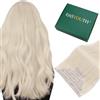 Easyouth Clip in Extensions Echthaar Blond Clips in Extension Menschenhaar Platinblond Klip in Haare Für Dichtes Langes Haar 7PCS 35cm 70g #1000