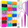 YGDZ - Fasce elastiche per capelli, 1500 elastici per capelli e 120 elastici per capelli per bambini, con scatola organizer, set di piccoli elastici colorati per coda di topo, accessori per capelli