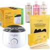Mylee Kit Professionale Ceretta, 500g di Perle di Cera Dura con Scaldacera | Spatole per Applicazione, Gel Pre e Post Depilazione, Detergente, Set con Entrambe le Cere (Carbone e Tè verde)