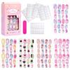 DTDULL 120 Pezzi Unghie Finte Bambina Adesive, Kit Unghie Finte per Bambina Press On con Design Colorati, Unghie Finte Pre-Incollate per Ragazze e Bambini, Decorazioni per Feste e Regalo Compleanno