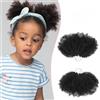RUNRAYAY Coda di cavallo afro voluminosa per bambini neri, 2 pezzi, coda di cavallo sintetica corta nera premium per capelli naturali, extension per coda di cavallo con elastico