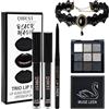 Crunier 5 Pezzi Set Trucco Gotico, 3 In 1 Trucco Labbra, Rossetto Liquido Opaco | Palette Ombretti con 9 Colori, Collana Girocollo Pizzo Gotico, Impermeabile e a Lunga Tenuta, per Halloween, Carnevale