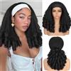 WIGNEE Parrucca Fascia Yaki Ricci Senza Colla Per Donne Nere | Mezza parrucca per donne nere 16 pollici, volume pieno, leggera, fascia intercambiabile che protegge gli attaccature