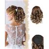 SanKristo 23 cm Coda Capelli Extension con Coulisse, corte ondulate naturali a coda di cavallo sintetiche clip a pettine Ricci Mossi finta Ponytail posticci parrucche accessori donne, Biondo Castano