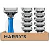 Harry's Set Rasoio da Uomo, Manico Blu, 10 Lamette di Ricambio | Rasoio Truman con Rifinitore di Precisione, Manico Resistente allo Scivolamento e Lame Sviluppate in Germania