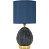 Lampada da Comodino Flavi Blu Ø15x30,5 cm in Ceramica e Ferro e Tessuto Blu