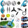 TOPALL Decespugliatore a Batteria 2 * 4AH, Tagliaerba a Batteria con Brushless,1000W, 20000 giri/min, Larghezza Taglio 20CM,5 Tipi di Lame una Spazzola per Diserbo, Taglia Erba da Giardino Elettrico