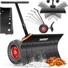 MASKO® Pala da neve su ruote regolabile in altezza - 5 posizioni regolabili in altezza, che non danneggia la schiena, 75 cm, larghezza di lavoro 42 cm