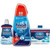Finish Kit Lavastoviglie; Finish Powergel Detersivo Lavastoviglie Fresh 30 Lavaggi, Brillantante Regular 250ml, Curalavastoviglie regular 250ml