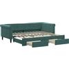 vidaXL Divano letto estraibile con cassetti Verde scuro 90x200 cm Velluto