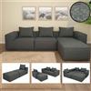 Mendler L-Sofa HWC-O54, divano lounge con pouf, allungabile e modulare a destra/sinistra, tessuto/tessuto 63x270x190cm ~ grigio scuro