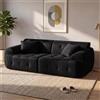 COMHOMA Divano COMHOMA a 2 posti, 180 x 86 x 40 cm, divano a terra, divano con schienale, cuscini e braccioli, divano moderno in tessuto per soggiorno, casa, ufficio, nero