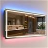 Relaxdays Specchio da bagno Relaxdays, con luce regolabile, 3 tonalità di luce, funzione antiappannamento, illuminazione RGB, grado di protezione IP44, specchio per il bagno, vetro