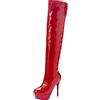 Lroey Reoly Stivali da Donna Sopra Il Ginocchio con Tacco a Spillo, Stivali da Festa Tacco Alto Punta Rotonda Boots Zip Plateau Solid, Numero 32-46