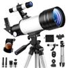 Xyvolve Telescopio per bambini e adulti, 70/300 mm, 15-150x, telecomando Bluetooth | Oculari H6/H20 mm, due mirini 5 × 24, adattatore per cellulare, treppiede in alluminio stabile, osservazione di luna e