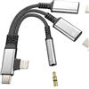 Kefiany Adattatore USB C OTG per cuffie (19,4 cm²) Lightning Aux Audio per iPhone 17 16 15 14 Pro Max 3,5 mm Jack Splitter Cavo Dongle Caricabatterie Tipo C per iPad Doppia Ricarica Auto Compatibile per
