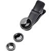 JUCHRZEY 3 in 1 Clip for telefono Lente Fish Eye 180° + Grandangolo 0,67X + Lente macro Kit obiettivo fotocamera HD universale Kit obiettivo fotocamera clip for 7 6 5 Samsung (Nero)