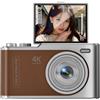 CAZSTYK Fotocamera tascabile portatile 4K da 3, Brown WITHOUT MEMORY CARD | Luce riempimento anteriore, stile retrò per i viaggi degli utenti occasionali