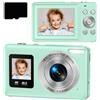 CAZSTYK Videocamera 4K 30FPS con doppio, Green 32G | Messa a fuoco automatica con digitale 18X e porta ricarica tipo C per Vlog Travel Selfie Foto