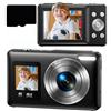 CAZSTYK Videocamera 4K 30FPS con doppio, Black 64G | Messa a fuoco automatica con digitale 18X e porta ricarica tipo C per Vlog Travel Selfie Foto