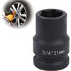 Sunkoo Chiave a bussola esagonale, 21 mm, avvitatore a percussione da 3/4, in acciaio al cromo molibdeno, per cambio ruota e officina