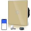 BSEED Interruttore Intelligente WiFi Touch 1 Gang 1 Via - Collegato, Vetro 86mm, Oro (Linea Neutra Richiesta)