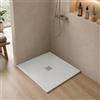 Inbagno Piatto doccia marmoresina con effetto pietra serie Karen, in diverse dimensioni e colori, spessore ultraslim 3 cm, riducibile su misura, COMPLETO di kit scarico (70x70, Ghiaccio)