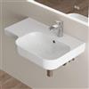 HOROW Lavabo da bagno sospeso, rettangolare, 72 x 45 cm | lavandino bagno in ceramica, con foro per rubinetto e troppopieno, montaggio a parete, ampio ripiano, smalto autopulente
