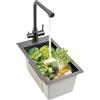 Begoniape Lavello rettangolare nero, 50 x 28 cm, lavello da cucina e lavello da incasso con scolapiatti e rubinetto, 1 lavello in acciaio inox