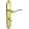 ALSTEN TECH Maniglia NIKOLA placca lunga WC 78 mm ottone lucido per porte | Set di maniglie in ottone con placca lunga, doppia molla di ritorno, fissaggio a brugola e ferramenta di montaggio