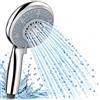 TANIASHOP Soffione Doccia Doccetta ad Altra Pressione 5 Getti Ø12 cm in ABS Cromato, Universale 1/2, Massaggio Pioggia Relax Cascata e Getto Multi, Ugelli Autopulenti Colore Cromato