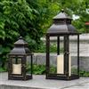 NEEDOMO Lanterne decorative per esterni e interni, set di 2 lanterne (43,2 cm e 25,4 cm) in metallo color bronzo con vetro, portacandele per portico, patio, giardino, balcone, matrimonio, centrotavola
