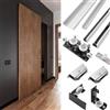 Misorat Kit di porte scorrevoli - hardware per porte scorrevoli nascoste con chiusura morbida, 1.2m kit di porte scorrevoli invisibili senza binari per porte in legno singole,1.2m/3.9ft