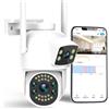 NFMAXONE Telecamera di sorveglianza WiFi esterna - Telecamere di sorveglianza domestica WiFi 2K - Telecamera di sorveglianza esterna 360 per videosorveglianza, rilevamento umano, monitoraggio, visione