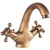Minflora Rubinetti da bagno, miscelatore per lavabo, rubinetto per lavabo da bagno, rubinetto per miscelatore caldo e freddo, con beccuccio girevole, doppie maniglie per lavello da cucina, cromato, oro, bronzo