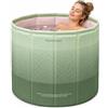 Simcat Vasca da bagno pieghevole portatile, 80 x 65 cm, vasca da bagno per il ghiaccio, autoportante, per casa, spa, con strato isolante ispessito (verde)