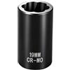 EpheyFIF Set di chiavi a bussola per estrattori di bulloni da 17 mm, 19 mm, 21 mm, 22 mm, 27 mm, resistente, per rimozione dadi arrugginiti spogliati, 1/2 unità per kit di utensili a percussione (19 mm)