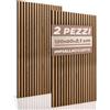 RMF PRO Set 2 Pannelli Decorativi Per Parete in Legno Naturale 120x60, Teak - Pannelli Fonoassorbenti Decorativi con Assorbimento Acustico, Decorazioni Parete Interni - Pannelli Legno per Pareti