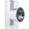 MAKA change your life quality Maka Raccordo a T 90° Canna Fumaria Doppia Parete Aria Inox Ø 250 mm | Inox 316 interno, inox 304 esterno, intercapedine aria 25 mm, altezza A 440 mm, sporgenza B 248 mm, larghezza C 180 mm