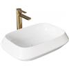 HOROW Lavabo da bagno, bordo sottile, lavabo da appoggio, moderno | Lavabo rettangolare bianco senza foro per rubinetto, piccolo lavandino per ospiti WC bagno, 52 cm