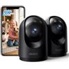 GNCC 2K Telecamera WiFi Interno 2.4/5GHz Visione Notturna Nero(Pack da 2) | Telecamera per Cani/Gatti/Animali, SD/Cloud, Audio Bidirezionale, Rilevamento/Tracciamento di Movimento, Allarme, 360° PTZ