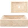 Goldonion Lavello in Marmo Lucido Crema 45x30x12 cm Lavabo da Appoggio | Lavabo artigianale, pietra e, foro scarico 4,5 cm, superficie liscia, eleganza senza tempo