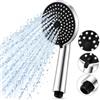 TANIASHOP Soffione Doccia Doccetta Rotonda ad Alta Pressione a 3 Getti Ø10,5 cm in ABS Cromato, Universale G1/2, Massaggio Pioggia Relax, Ugelli Autopulenti