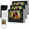 FTes RFKits Tuya Videocitofono Wireless, 1080P per Esterni, Touch Screen da 7 pollici, Rilevamento di Movimento PIR, Visione Notturna,Controllo App Tuya (3 Casa di Famiglia)