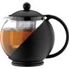 Café Olé Everyday Teiera Vetro 1200 ml Nera con Infusore | Grande capacità per 4-6 persone, con infusore inox e corpo in vetro lavabile in lavastoviglie