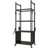 Outsunny Porta Legna per Interni ed Esterni con Ruote e 4 Utensili, Pala, Attizzatoio, Spazzola e Pinze, Legnaia in Metallo, 45x30x118 cm, Nero | Aosom Italy