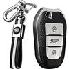 KUNIO Custodia per chiave auto, adatta per Peugeot 308 408 508 208 2008 3008 4008 5008 per Citroen Grand C4 Picasso C4L C6 C3-XR accessori TPU portachiavi telecomando cover 3 tasti argento