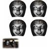 QLK 4 fodere poggiatesta auto, motivo spaventoso, decorazione Halloween | Divertente, accessori per auto morbidi, motivi horror misura universale
